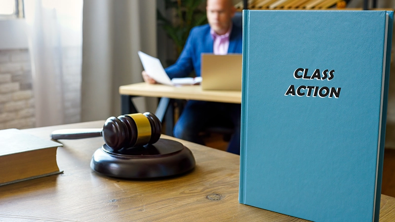 CLASS ACTION book in the hands of a attorney.