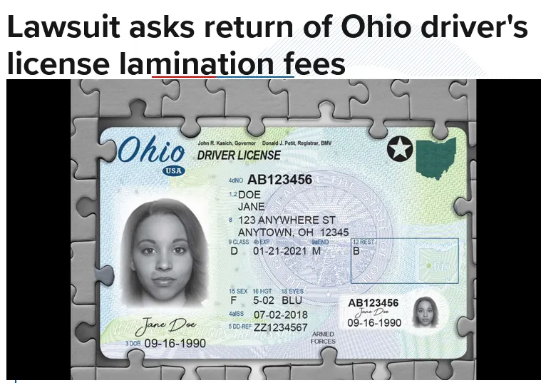 A driver's license of a woman.